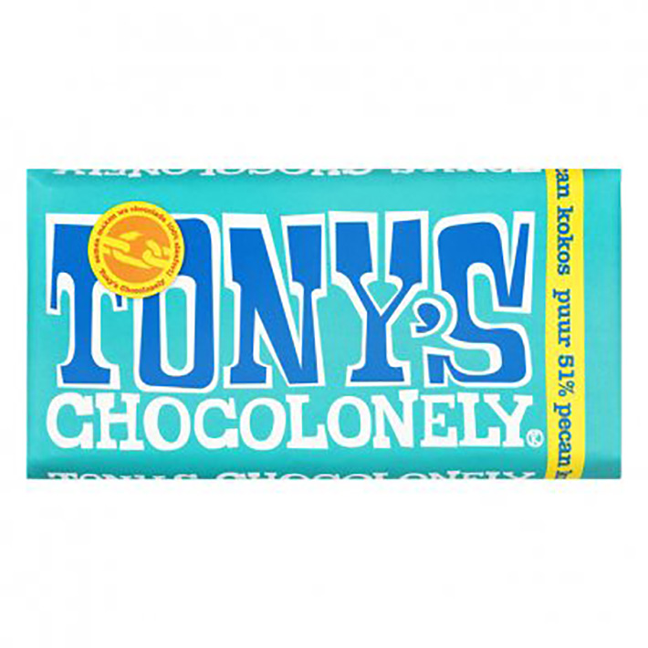 Tony's chocolonely Pure 51% pecan coconut 180g - Holland Supermarket